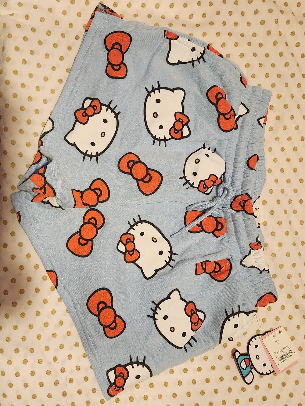 Hello Kitty Blue Shorts with Red Bow Print